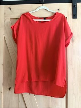 GAP Layered Chiffon Short Sleeve Top - Coral Red